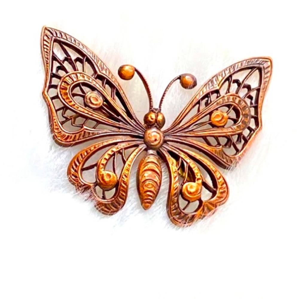 VTG Copper Butterfly Brooch